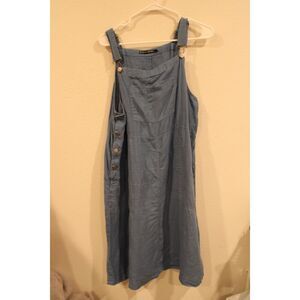 Gundren Sjoden gray blue linen overall dress size large